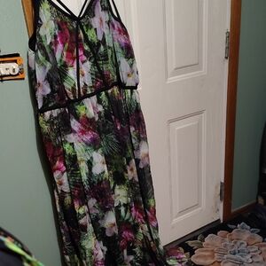 Lane Bryant Black Floral Multicolor Maxi Dress